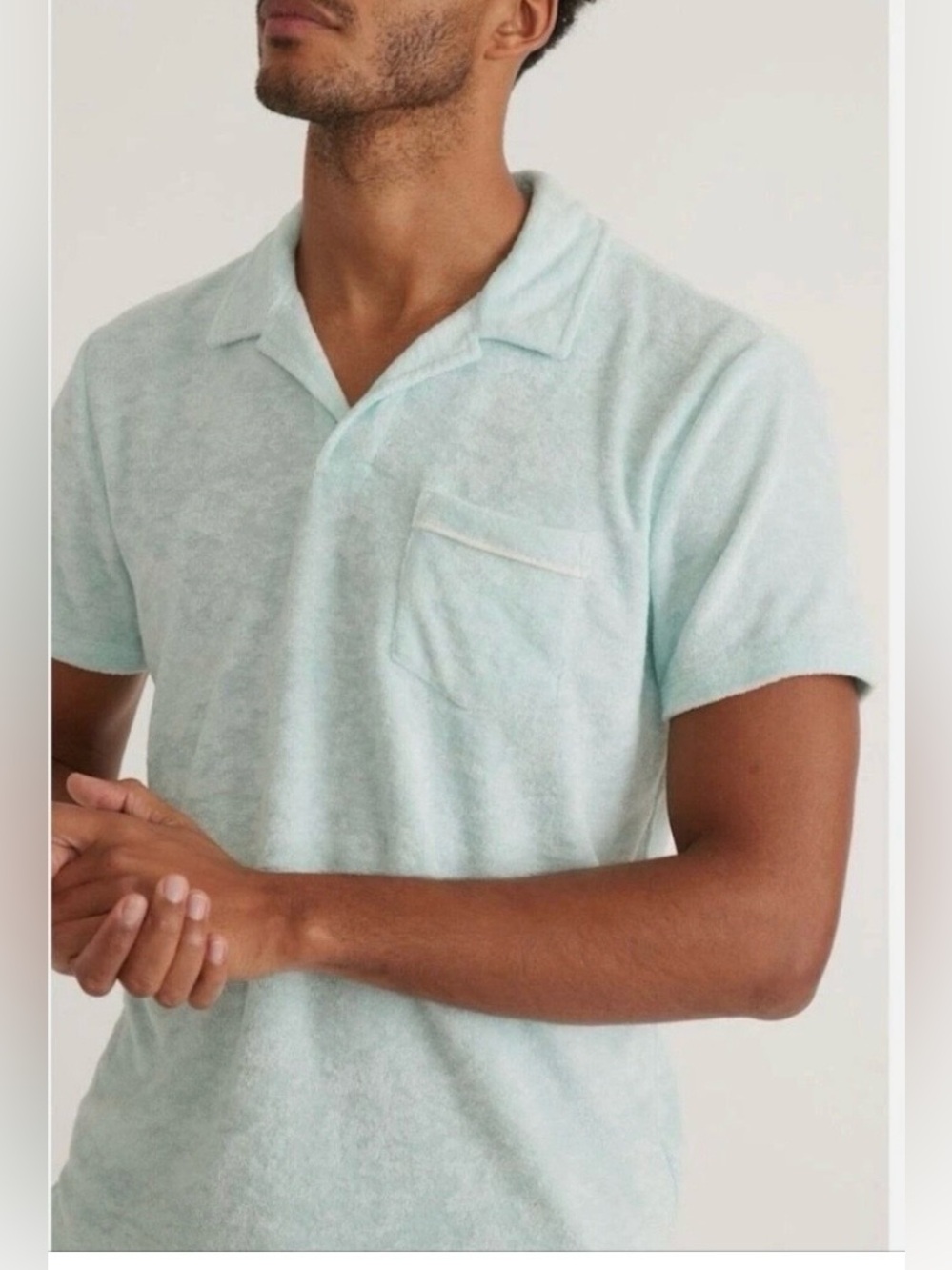 Marine Layer Short Sleeve Terry Out Solid Polo Shirt Size S